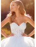 Strapless Sweetheart Neck Ivory Lace Tulle Royal Wedding Dress